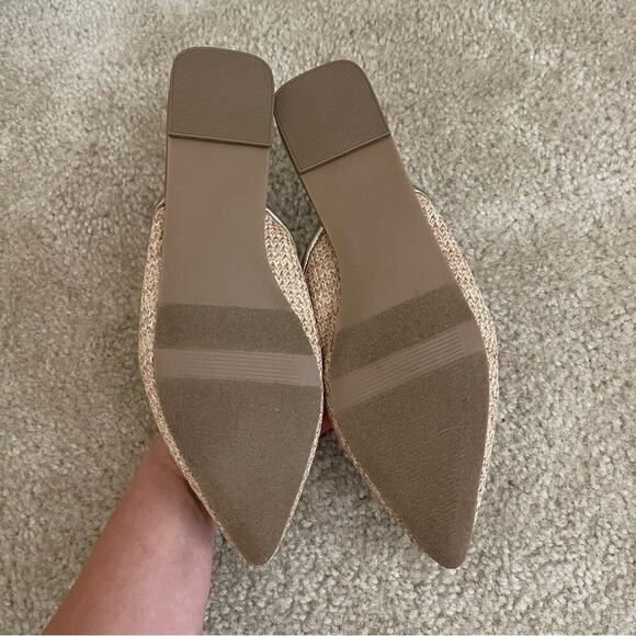 New Ann Taylor Woven Cream Point Toe Mule Flats - Picture 7 of 7